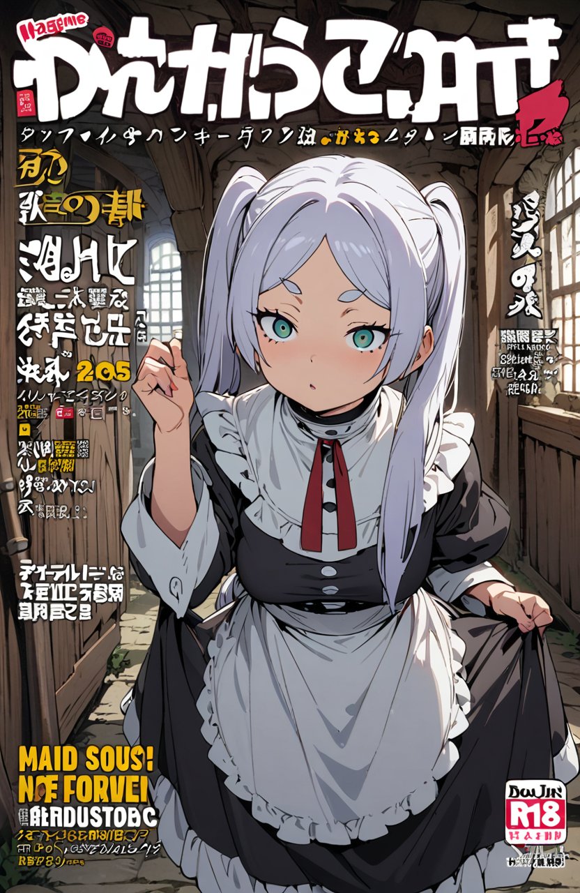 00039-4154578562-masterpiece, 1 girl, frieren, sousou no frieren, maid costume, in a medieval house, cover of magazine, absurdity.jpg